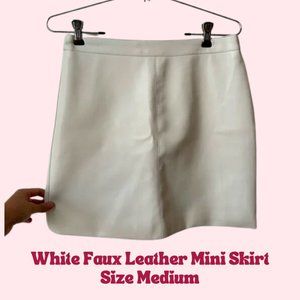 White Faux Vegan Leather Mini Skirt